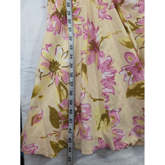 Chadwicks of Boston A-Line Dress Womens 12 Yellow Floral Linen Blend Sleeveless - Picture 7 of 8